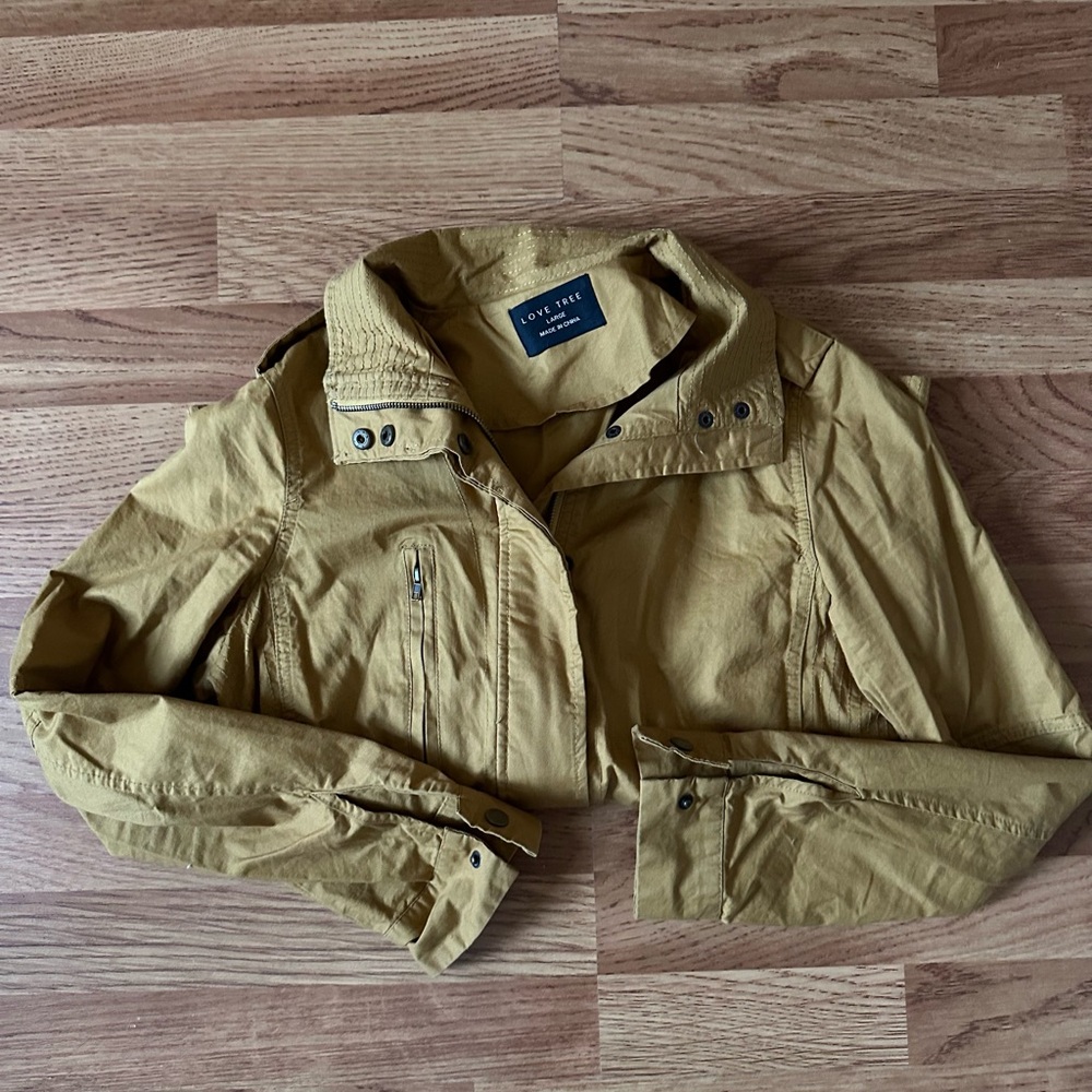 Love Tree Mustard Zip-Up Utility Jacket